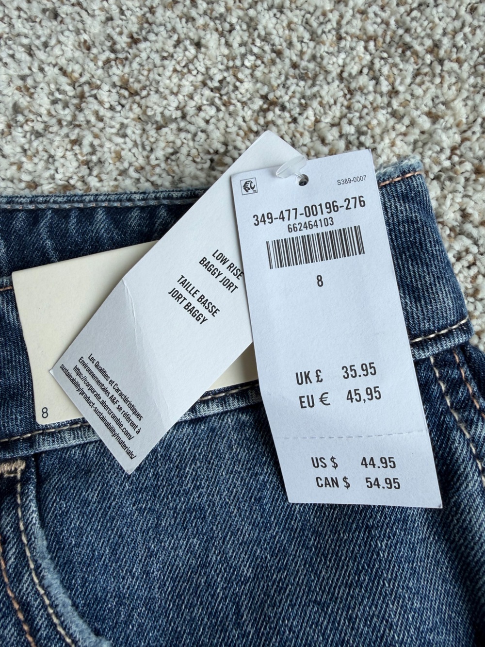 Hollister Low Rise Baggy Jorts W29 8 American Flag Denim Bermuda Shorts NWT - Picture 7 of 10